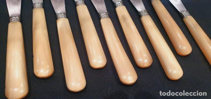 Antig&uuml;edades: 9 cuchillos antiguos entrante / postre mango asta - Foto 10