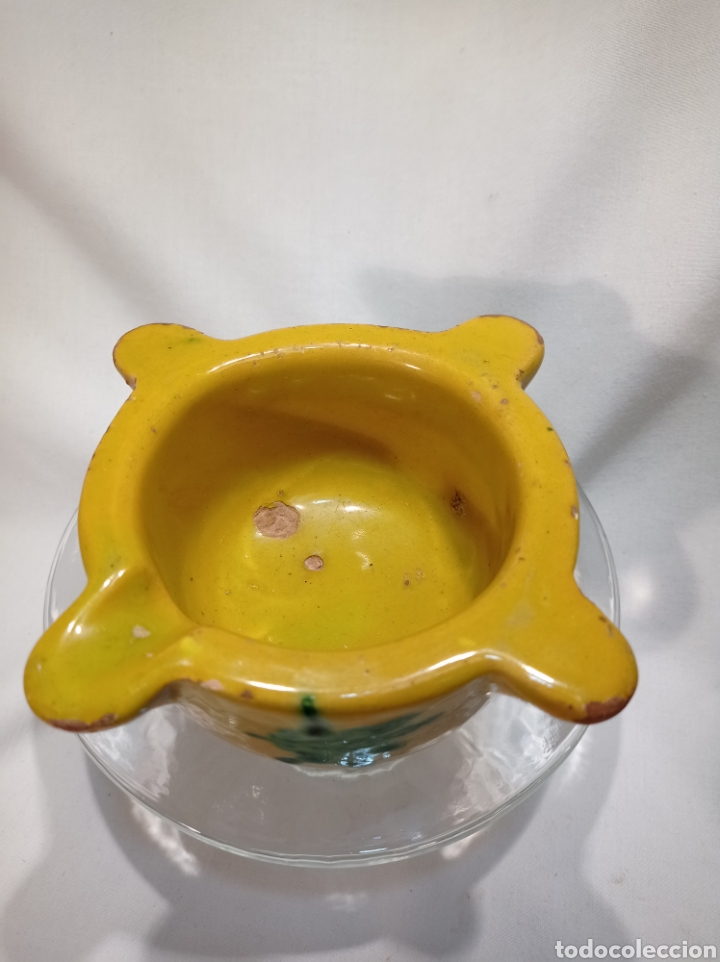 Antig&uuml;edades: PEQUE&Ntilde;O MORTERO O ALMIREZ ESMALTE AMARILLO - Foto 4