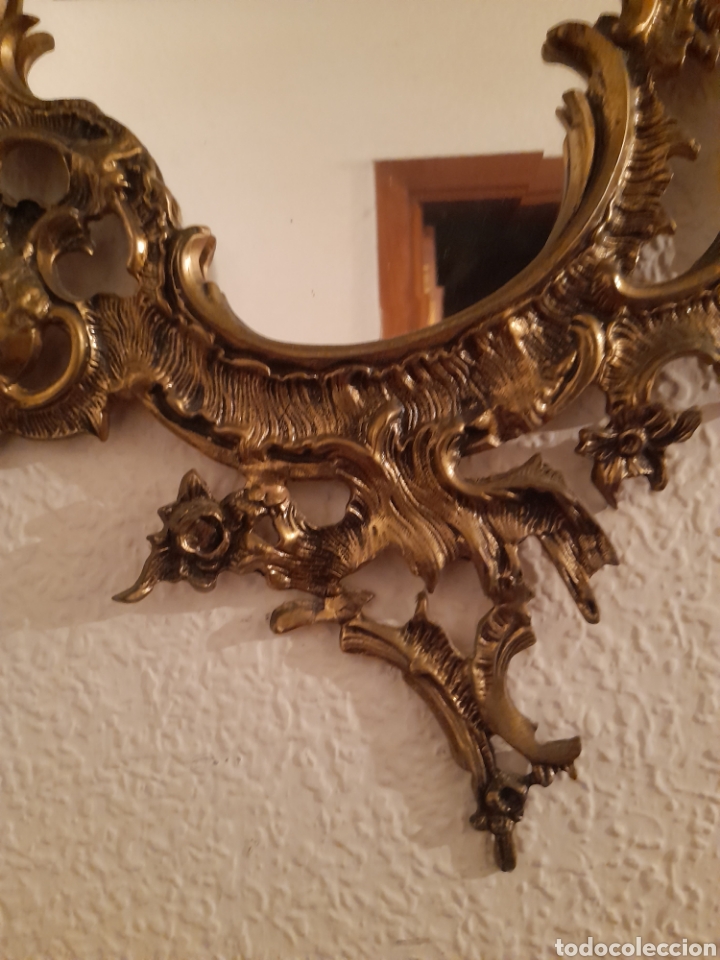 Antig&uuml;edades: Antiguo espejo cornucopia de bronce - Foto 2