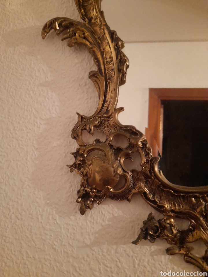 Antig&uuml;edades: Antiguo espejo cornucopia de bronce - Foto 3