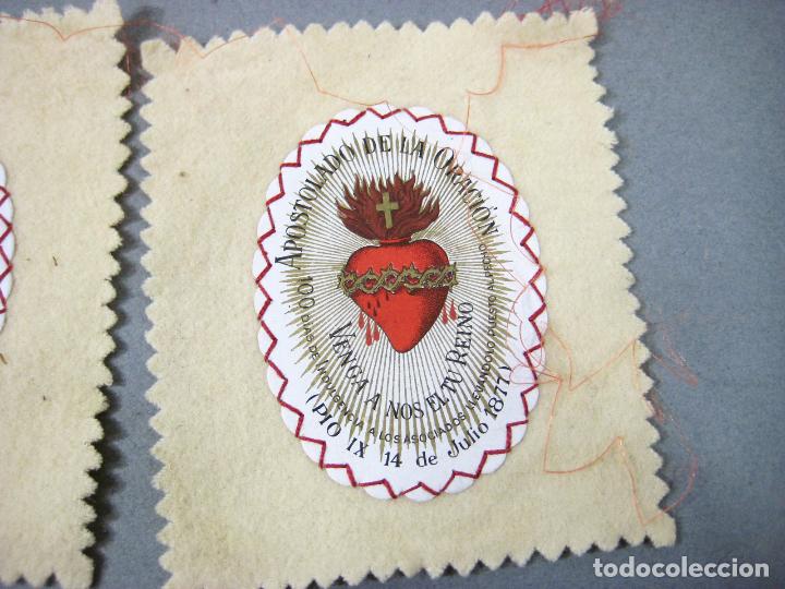 Antig&uuml;edades: ANTIGUO ESCAPULARIO CON EL SAGRADO CORAZ&Oacute;N DE JES&Uacute;S - Foto 3