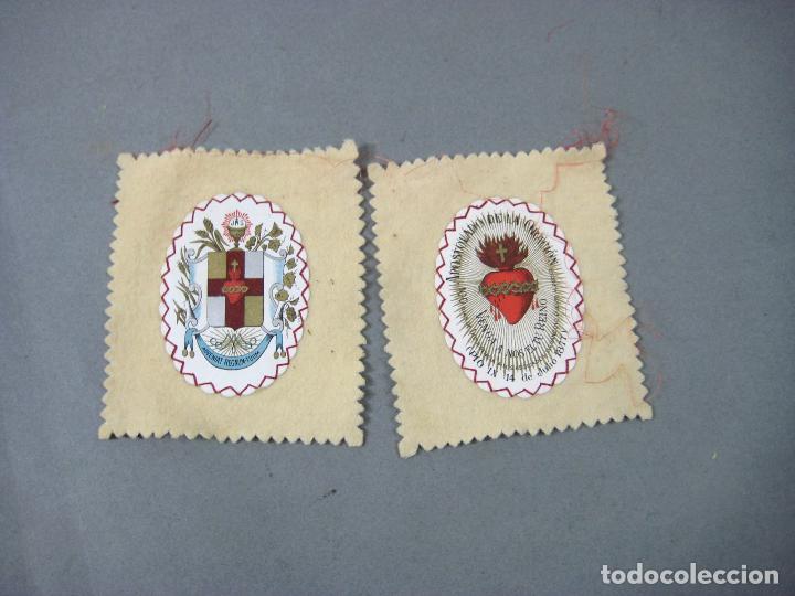 Antig&uuml;edades: ANTIGUO ESCAPULARIO CON EL SAGRADO CORAZ&Oacute;N DE JES&Uacute;S - Foto 1