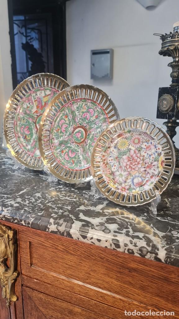 Antig&uuml;edades: 3 Platos Macao de borde calado. - Foto 6