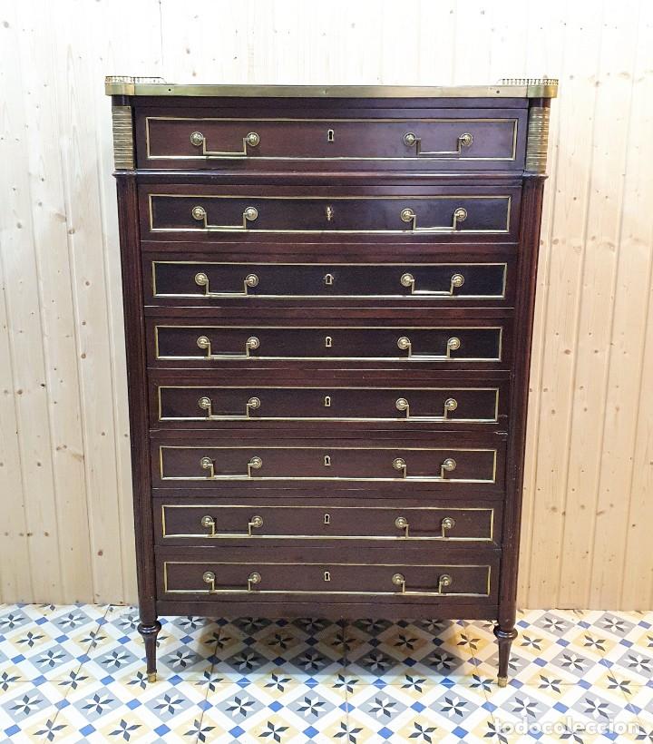 Antig&uuml;edades: ESCRITORIO SECRETER DE CAOBA Y LATON - Foto 4