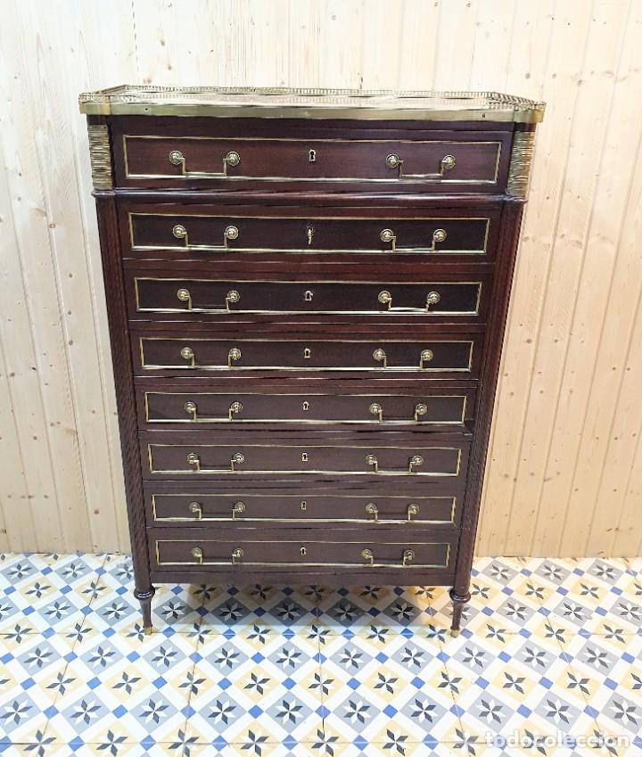Antig&uuml;edades: ESCRITORIO SECRETER DE CAOBA Y LATON - Foto 5