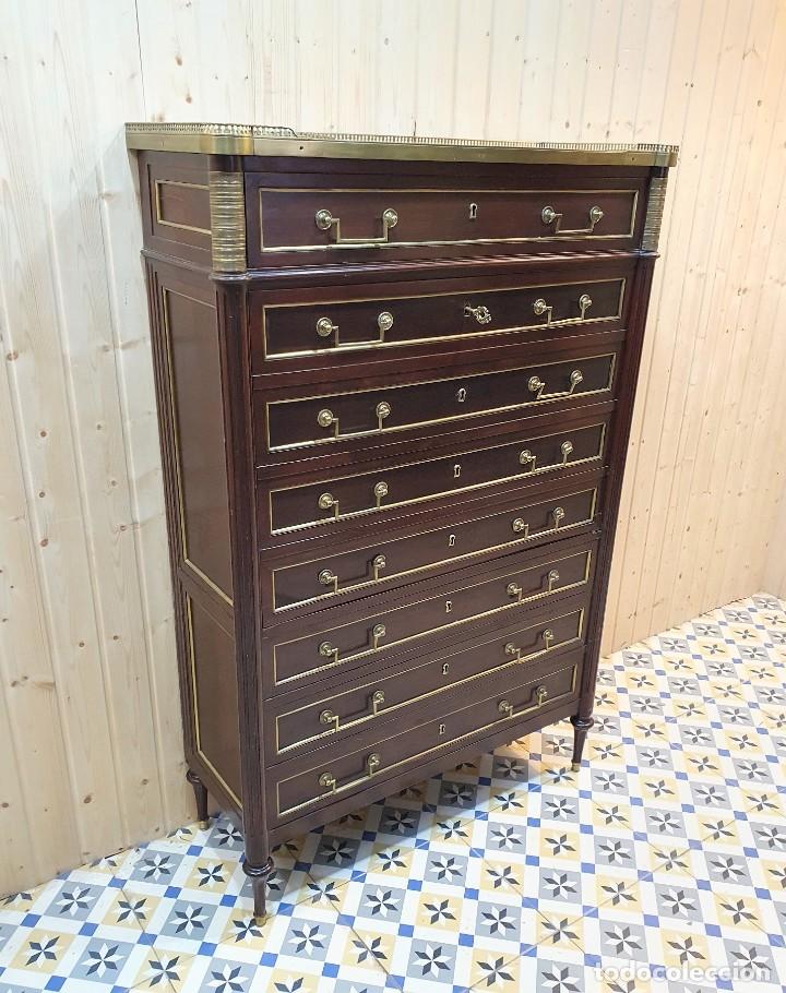 Antig&uuml;edades: ESCRITORIO SECRETER DE CAOBA Y LATON - Foto 6