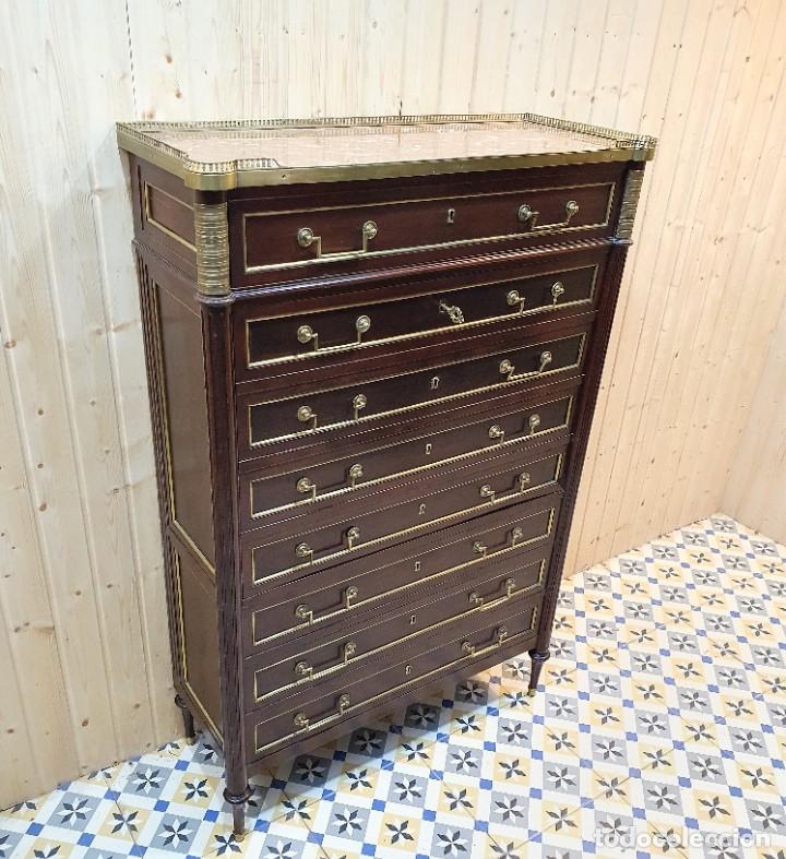 Antig&uuml;edades: ESCRITORIO SECRETER DE CAOBA Y LATON - Foto 7