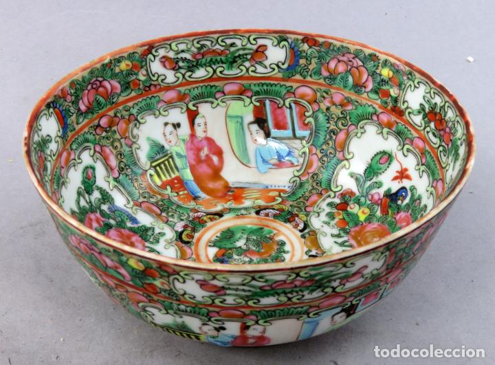 Antig&uuml;edades: Cuenco en porcelana de Cant&oacute;n familia verde China hacia 1900