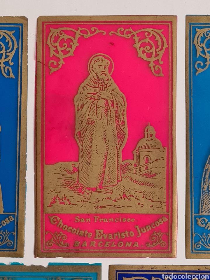 Antig&uuml;edades: 5 Estampas Religiosas de Celuloide publicidad Chocolate Evaristo Juncosa - Cromos - Foto 4