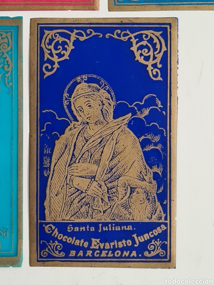 Antig&uuml;edades: 5 Estampas Religiosas de Celuloide publicidad Chocolate Evaristo Juncosa - Cromos - Foto 10