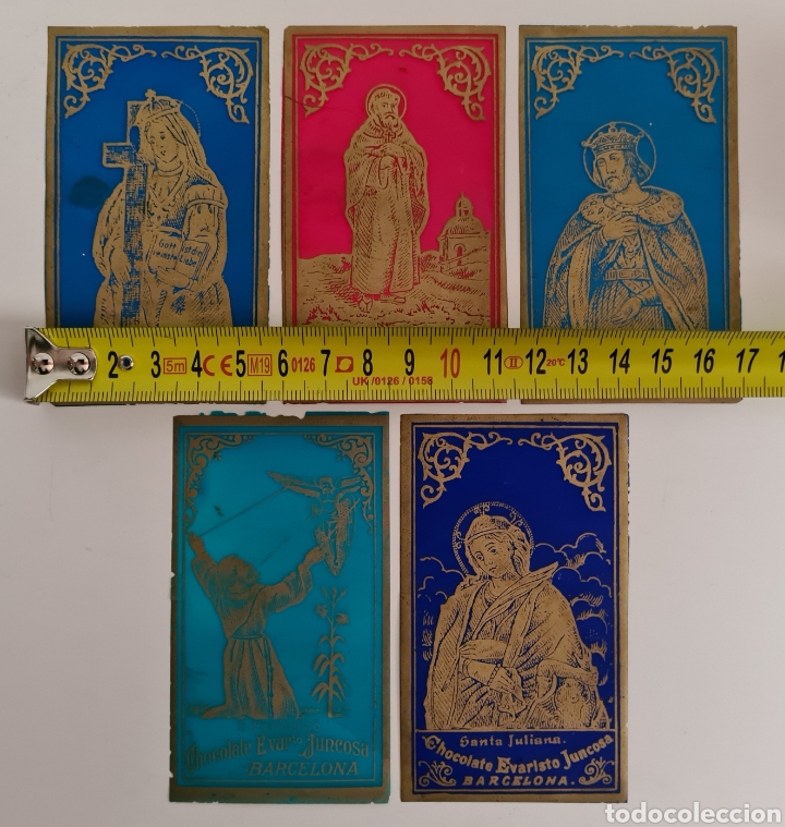 Antig&uuml;edades: 5 Estampas Religiosas de Celuloide publicidad Chocolate Evaristo Juncosa - Cromos - Foto 17