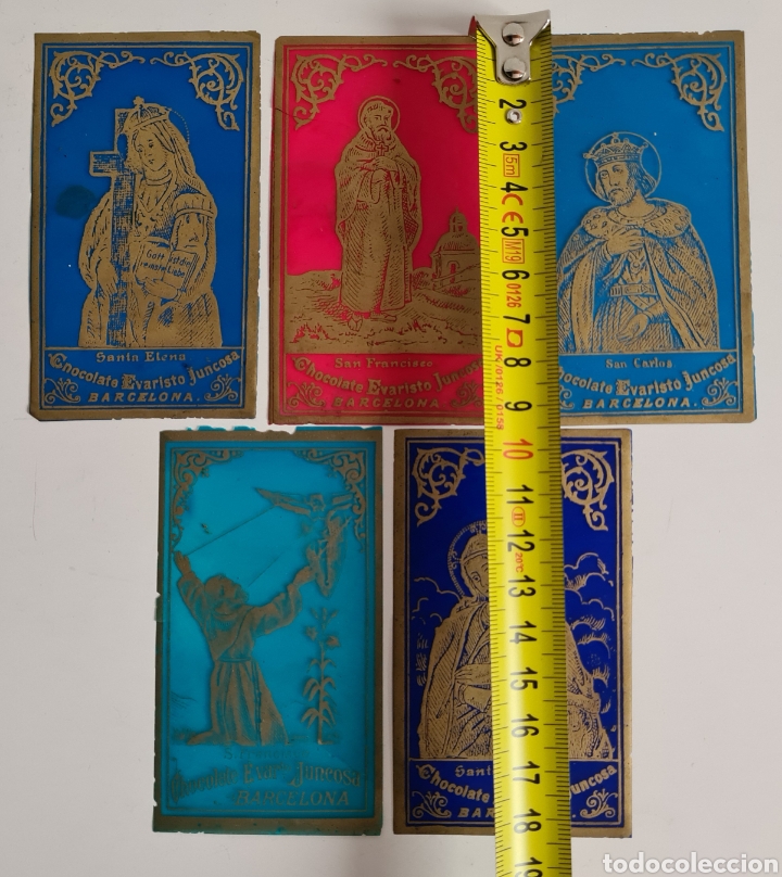 Antig&uuml;edades: 5 Estampas Religiosas de Celuloide publicidad Chocolate Evaristo Juncosa - Cromos - Foto 18