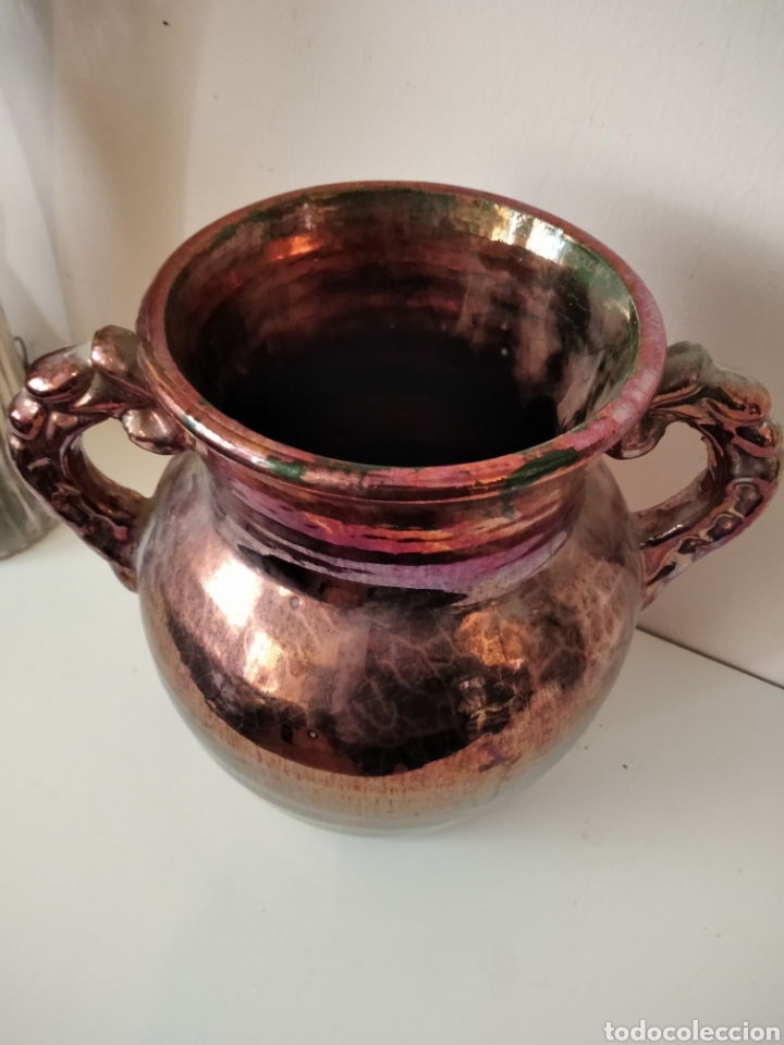 Antig&uuml;edades: JARRA DE REFLEJ&Oacute; S.XIX TRIANA 23 CM - Foto 2