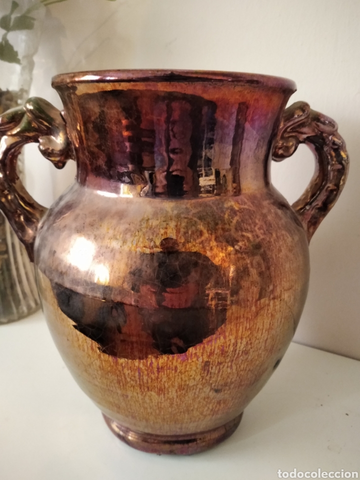 Antig&uuml;edades: JARRA DE REFLEJ&Oacute; S.XIX TRIANA 23 CM - Foto 4
