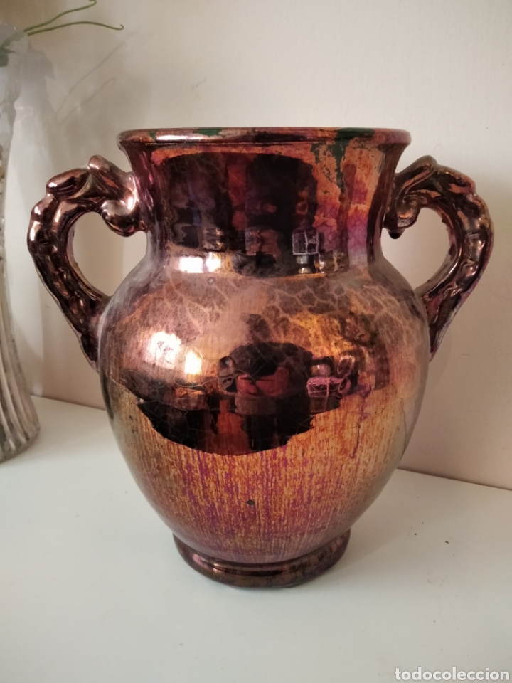 Antig&uuml;edades: JARRA DE REFLEJ&Oacute; S.XIX TRIANA 23 CM - Foto 1