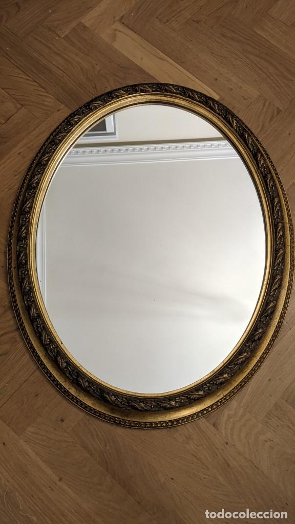 antiguo espejo redondo dorado - Compra venta en todocoleccion