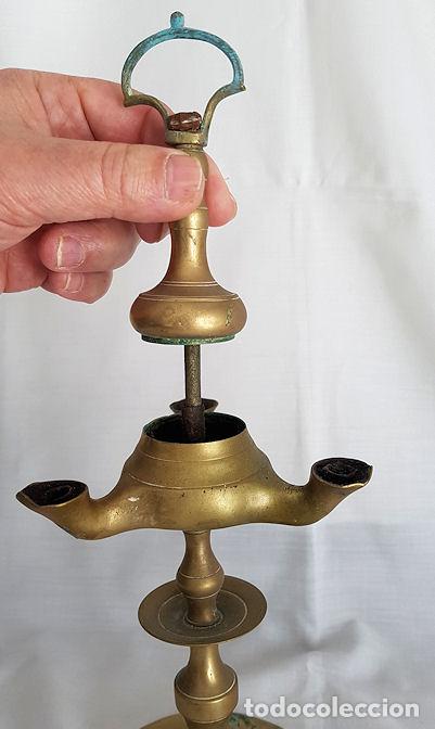 Antig&uuml;edades: CANDIL LAMPARA DE ACEITE ANTIGUO BRONCE - Foto 2