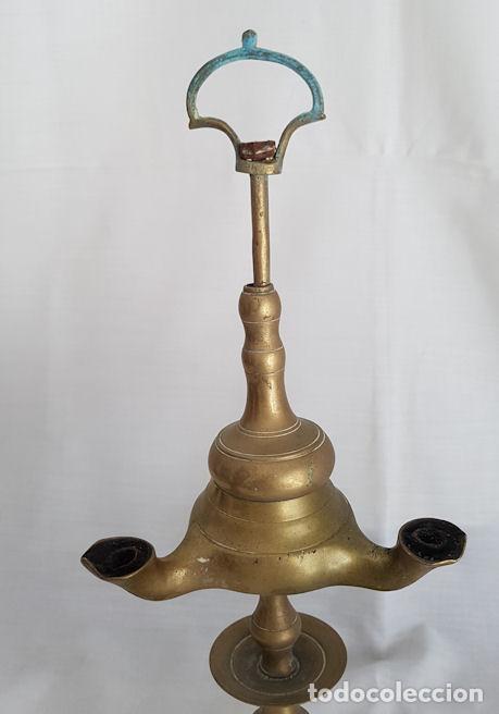 Antig&uuml;edades: CANDIL LAMPARA DE ACEITE ANTIGUO BRONCE - Foto 3