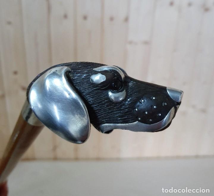 Antig&uuml;edades: BASTON CON EMPU&Ntilde;ADURA TALLADA Y PLATA - Foto 1