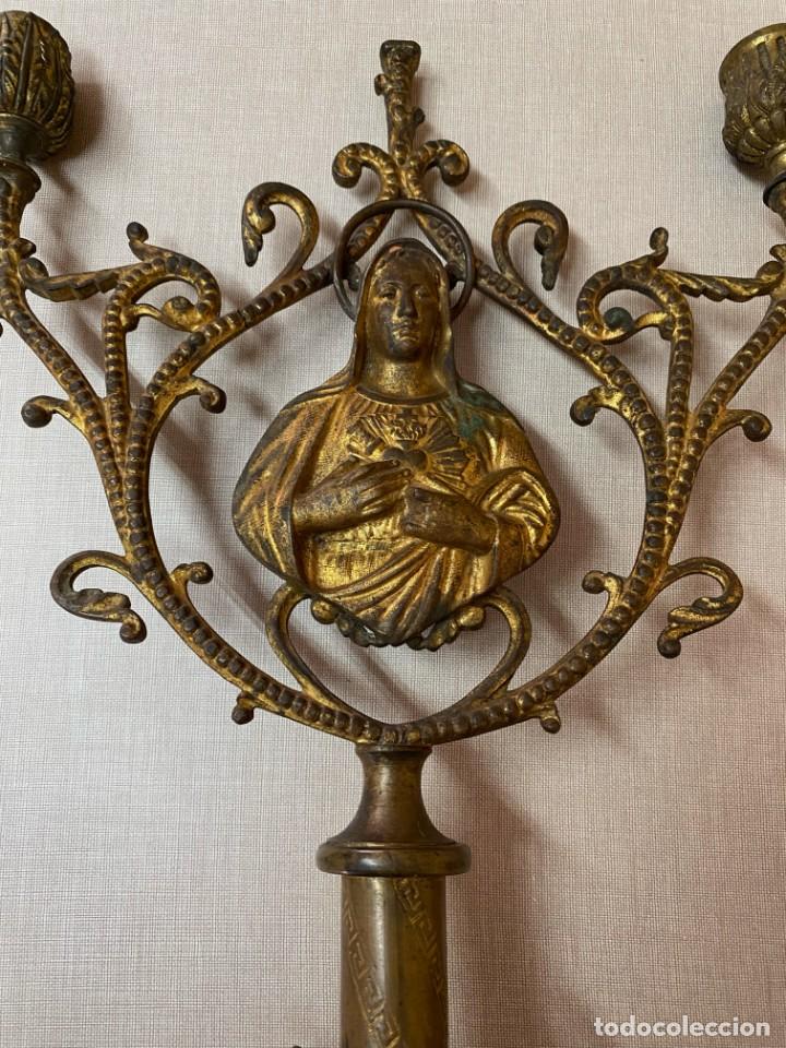 Antig&uuml;edades: Candelabro de bronce, Sagrado Coraz&oacute;n de Jes&uacute;s - Foto 3