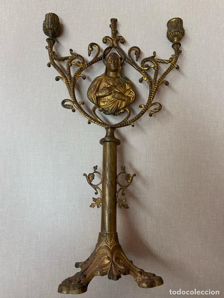 Antig&uuml;edades: Candelabro de bronce, Sagrado Coraz&oacute;n de Jes&uacute;s - Foto 4