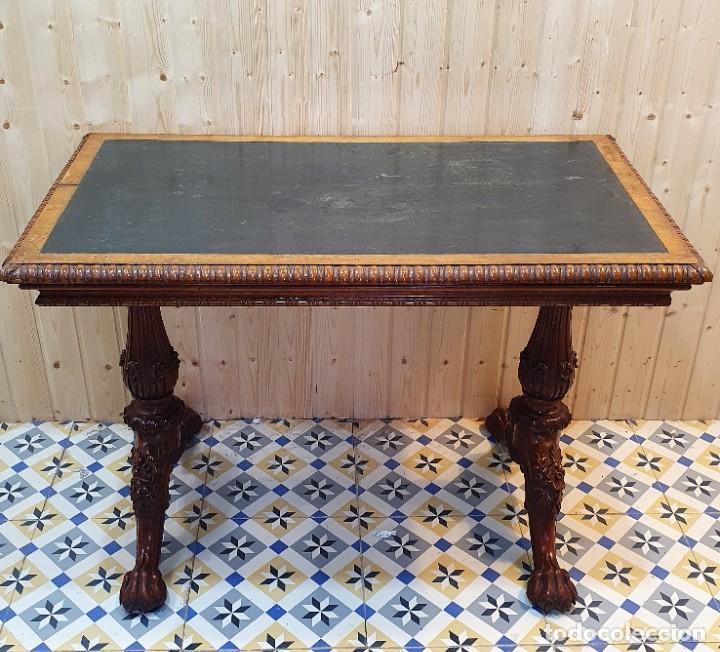 Antig&uuml;edades: MESA ESCRITORIO CAOBA Y PIEL - Foto 1