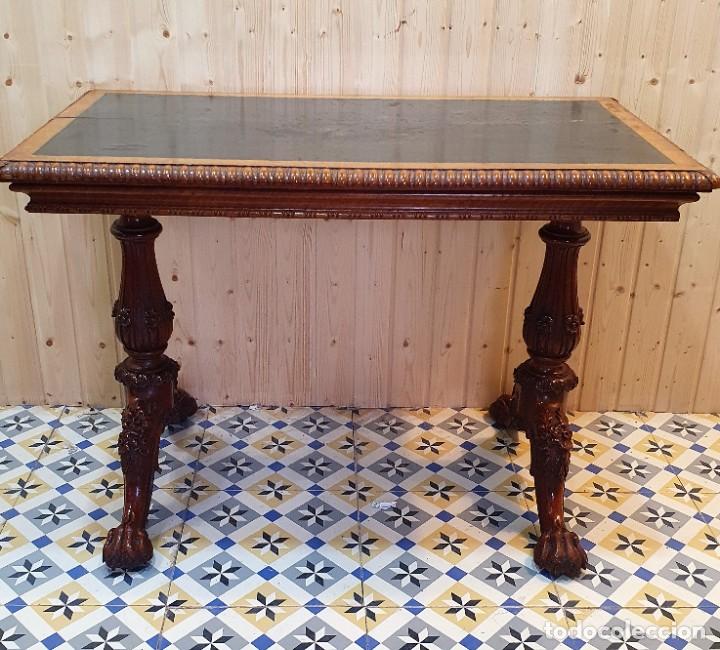 Antig&uuml;edades: MESA ESCRITORIO CAOBA Y PIEL - Foto 2