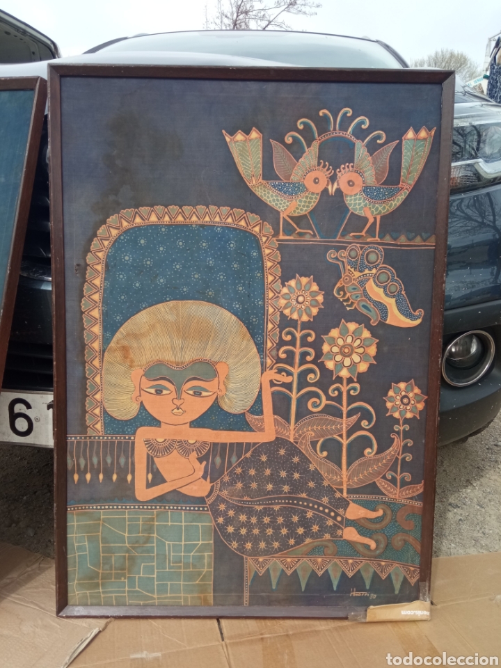 Antig&uuml;edades: CUADRO TAPIZ SOBRE SEDA DE BIRMANIA - Foto 1