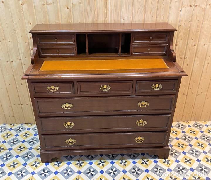 Antig&uuml;edades: COMODA ESCRITORIO DE CAOBA - Foto 4
