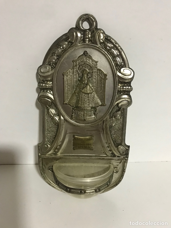 Antig&uuml;edades: Benditera plateada de la Virgen de Guadalupe C&aacute;ceres - Foto 2