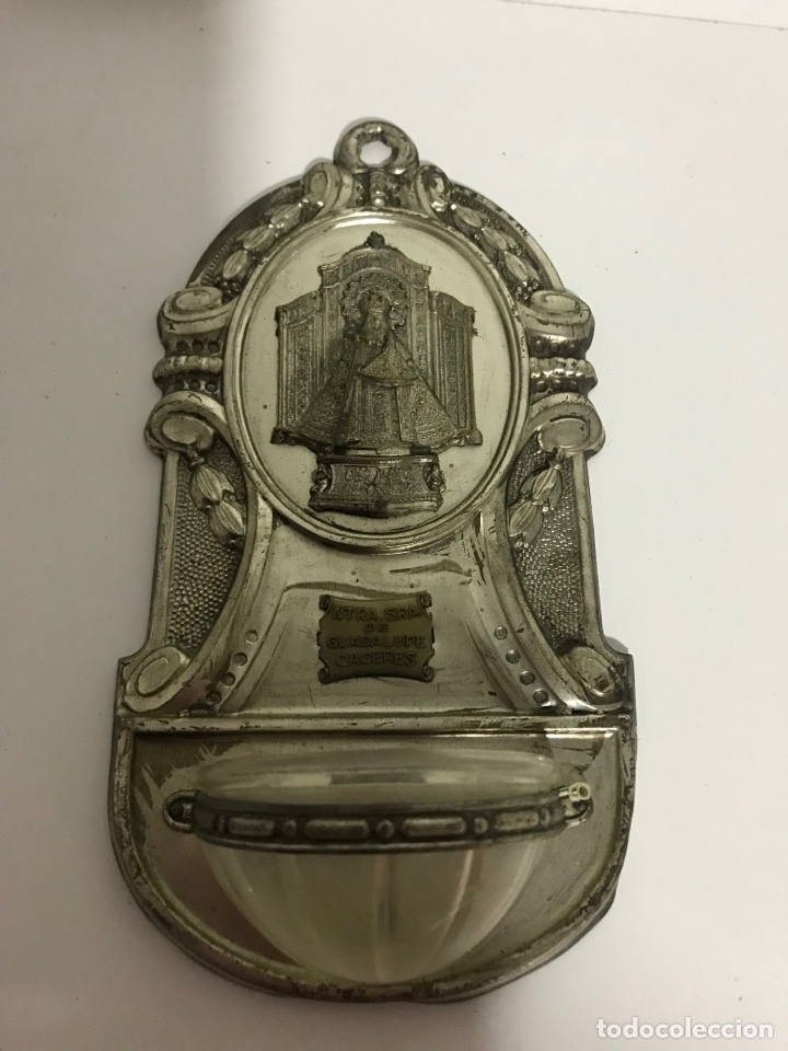 Antig&uuml;edades: Benditera plateada de la Virgen de Guadalupe C&aacute;ceres - Foto 1