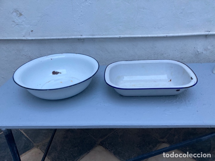 Antig&uuml;edades: Lote de dos palanganas de loza - Foto 2