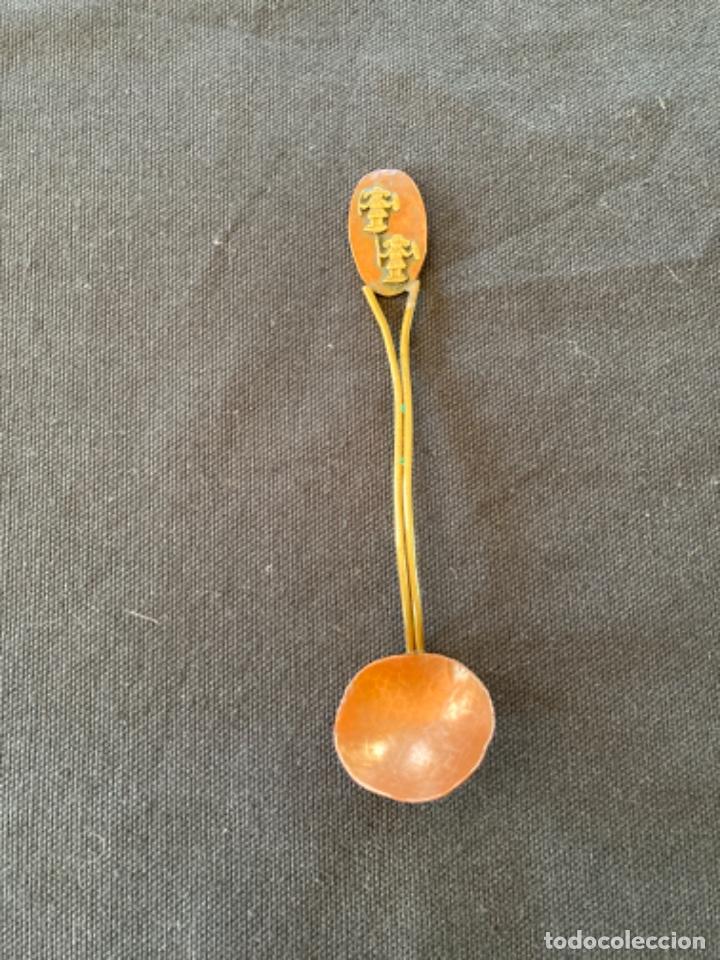 Antiquit&auml;ten: ANTIGUA CUCHARILLA COLECCI&Oacute;N MOTIVO PRECOLOMBINO . &Eacute;TNICO. COBRE Y LAT&Oacute;N