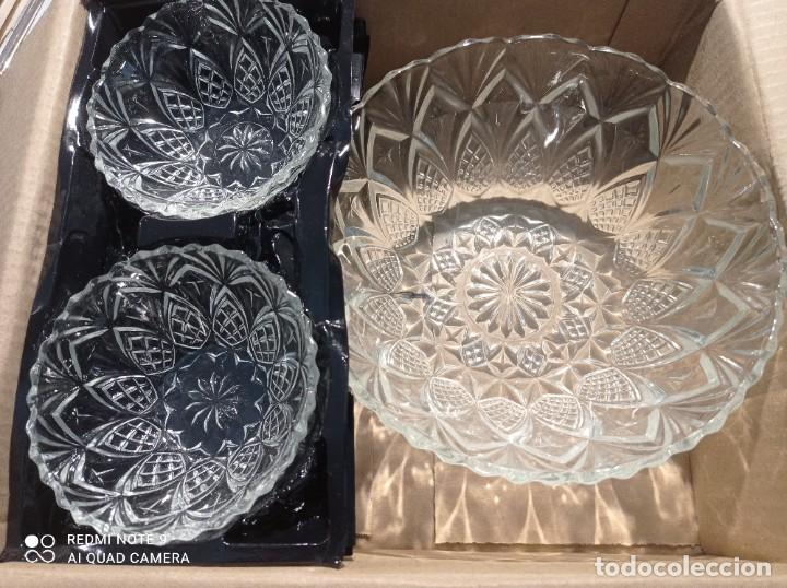 Antig&uuml;edades: SERVICO DE POSTRE 7 PIEZAS DE CRISTAL MOLDAVIA - Foto 2