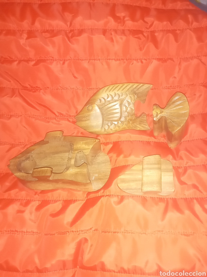 Oggetti Antichi: Fant&aacute;stico pez-puzzle de madera con c&aacute;mara oculta en su interior, v&eacute;anse fotos