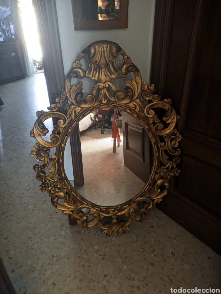 Antig&uuml;edades: Espejo Cornucopia Marco Madera dorada Antiguo - Foto 1