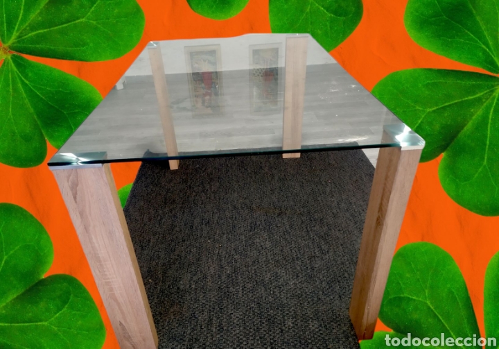 Antig&uuml;edades: mesa de comedor rectangular en MDF y cristal patas de madera - Foto 1