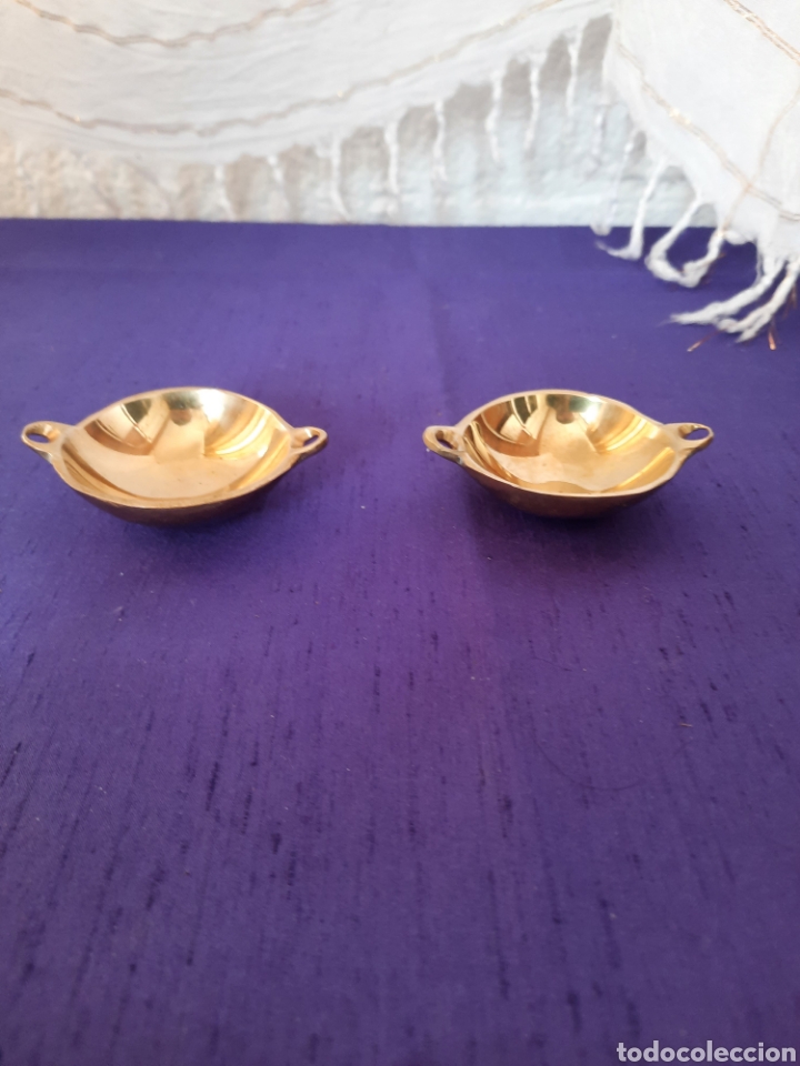 Antiguidades: Sartenes cazo de bronce doble asa orejas decorativas