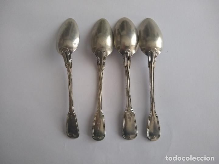Antig&uuml;edades: Antiguas cucharas de postre alpaca Meneses - Foto 3
