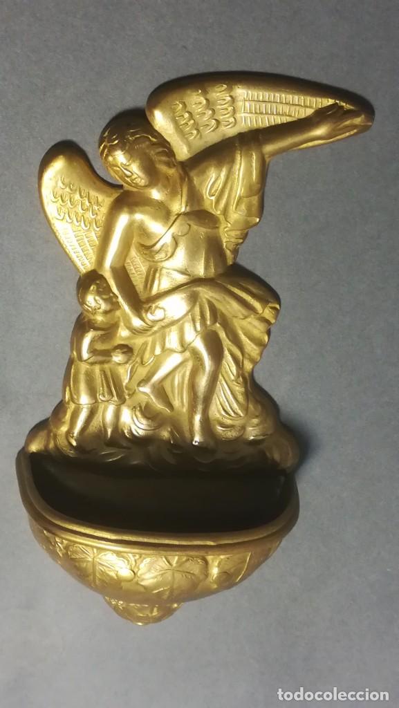 Antig&uuml;edades: AGUA BENDITERA DE BRONCE DORADO - Foto 2