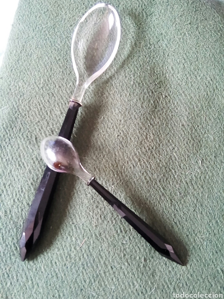 Antig&uuml;edades: Cuchara con cucharitas de cristal - Foto 3
