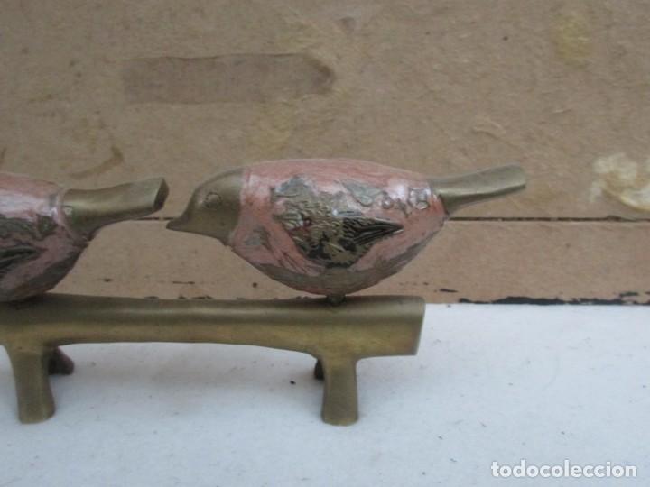 Antig&uuml;edades: PAJAROS CLOISONNE - BRONCE - Foto 4