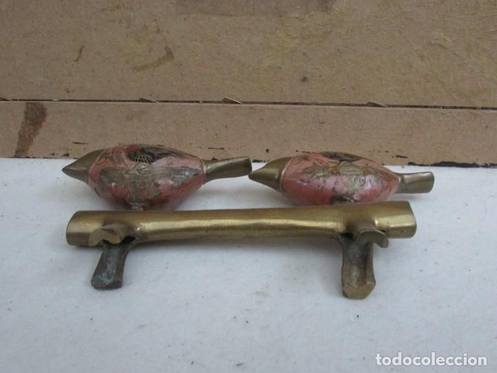 Antig&uuml;edades: PAJAROS CLOISONNE - BRONCE - Foto 5
