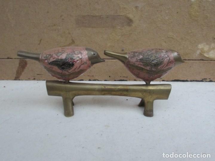 Antig&uuml;edades: PAJAROS CLOISONNE - BRONCE - Foto 1