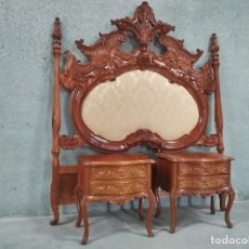 Antigüedades: GRAN CABECERO ANTIGUO TAPIZADO ESTILO LUIS XV 170 CM. CAMA ANTIGUA ESTILO BARROCO ISABELINO.