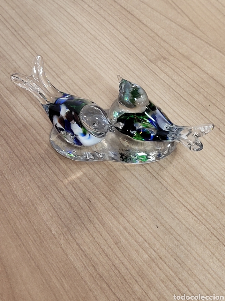Antig&uuml;edades: PAREJA DE P&Aacute;JAROS DE CRISTAL MURANO - Foto 2