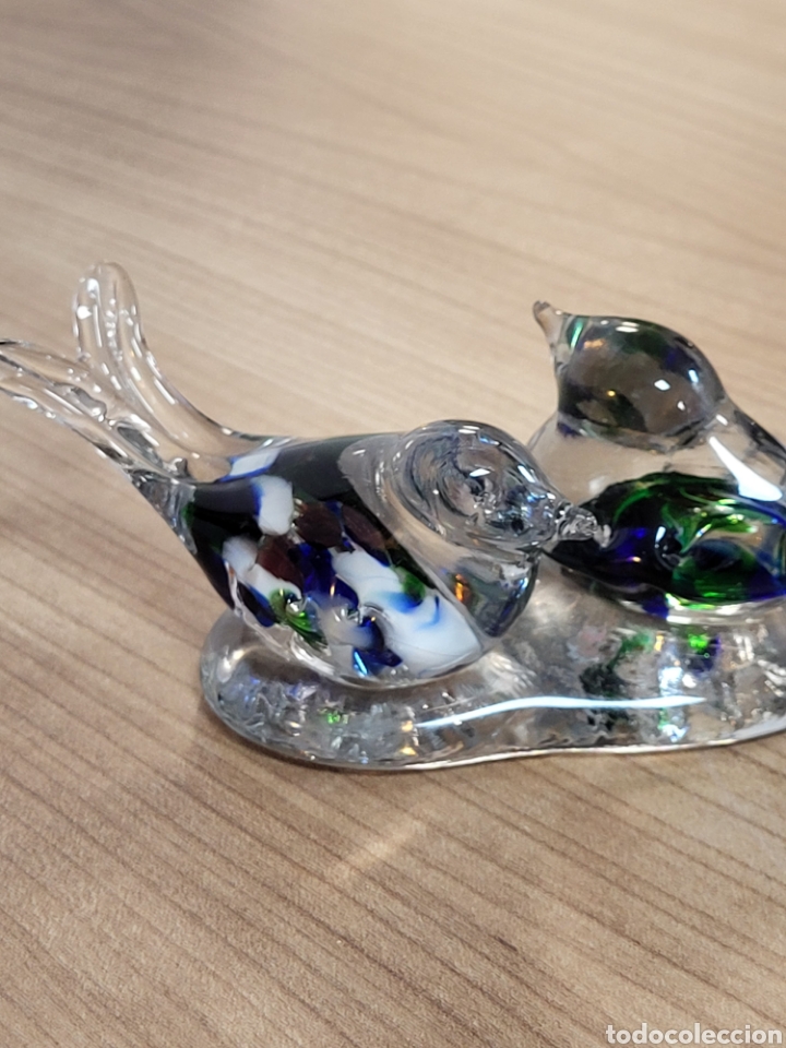 Antig&uuml;edades: PAREJA DE P&Aacute;JAROS DE CRISTAL MURANO - Foto 3