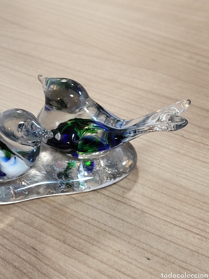 Antig&uuml;edades: PAREJA DE P&Aacute;JAROS DE CRISTAL MURANO - Foto 4