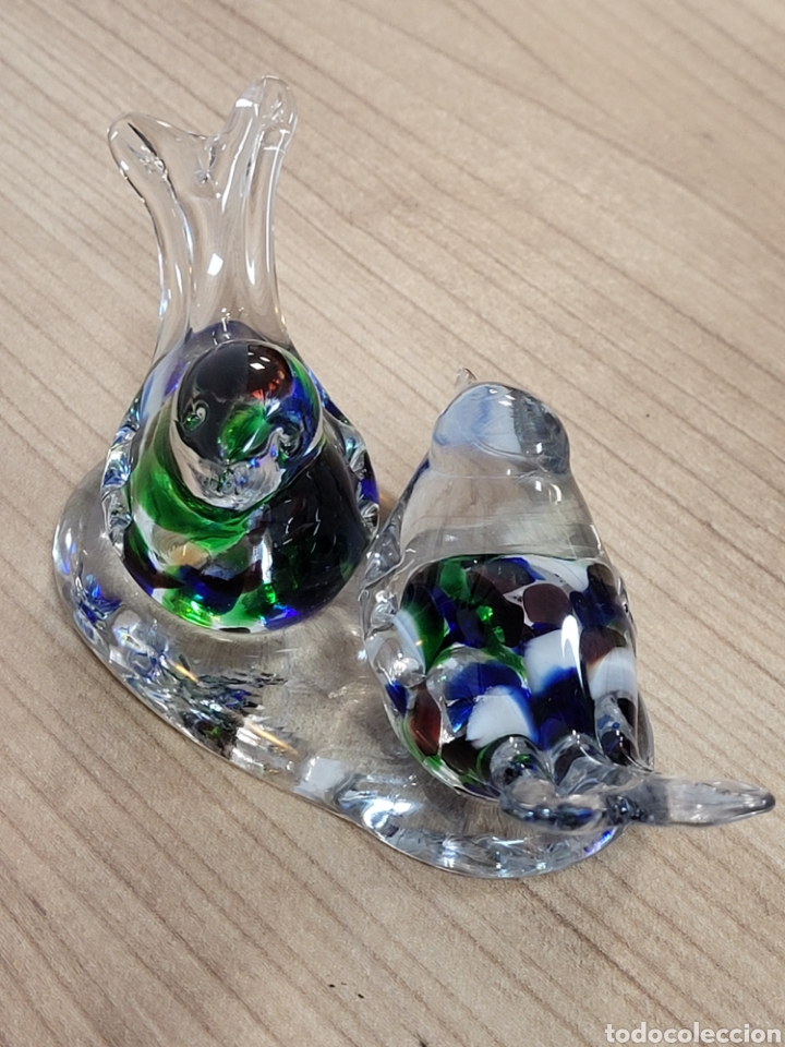 Antig&uuml;edades: PAREJA DE P&Aacute;JAROS DE CRISTAL MURANO - Foto 5
