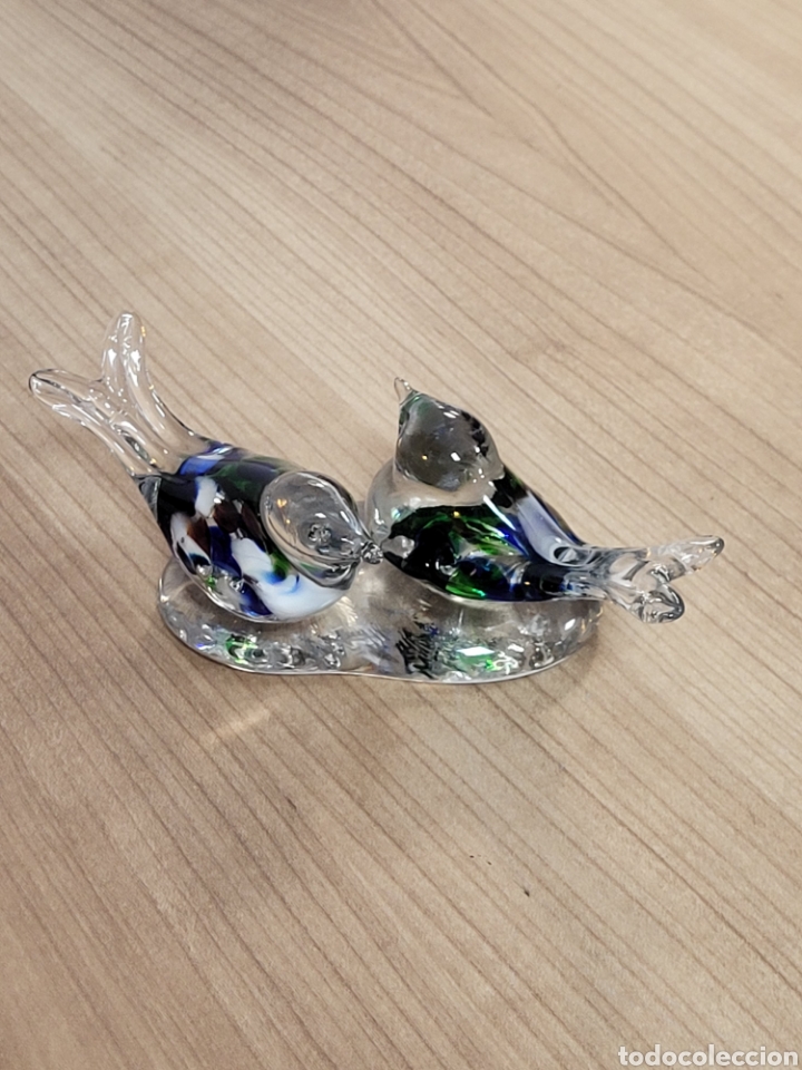 Antig&uuml;edades: PAREJA DE P&Aacute;JAROS DE CRISTAL MURANO - Foto 1